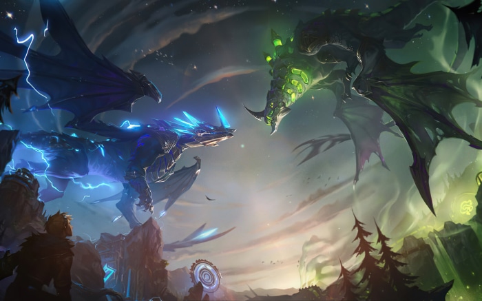Two dragons fighting in League of Legends