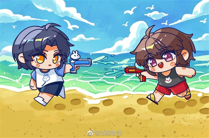 Mo Dao Zu Shi: Wei Ying and Lan Zhan water gun fight
