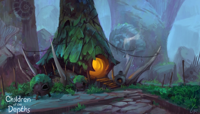 Fantasy house in a mystical forest