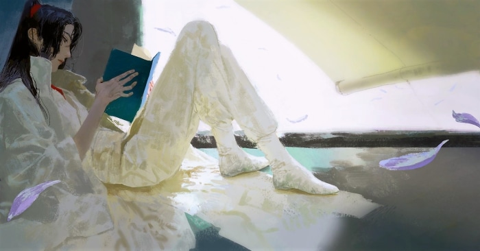 Wei Wuxian reading a book