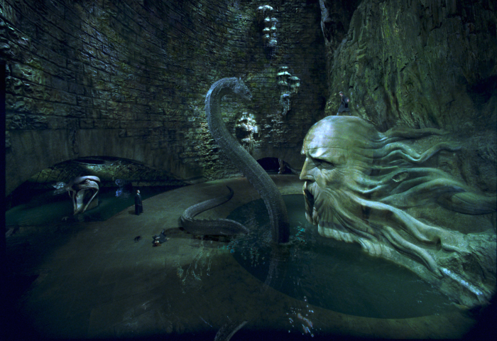 Basilisk and Giant Statue in the Chamber of Secrets