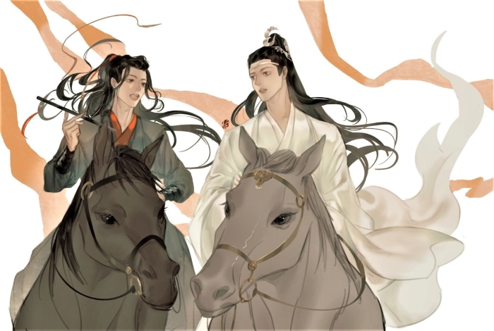 Wei Wuxian and Lan Wangji from Mo Dao Zu Shi on horses