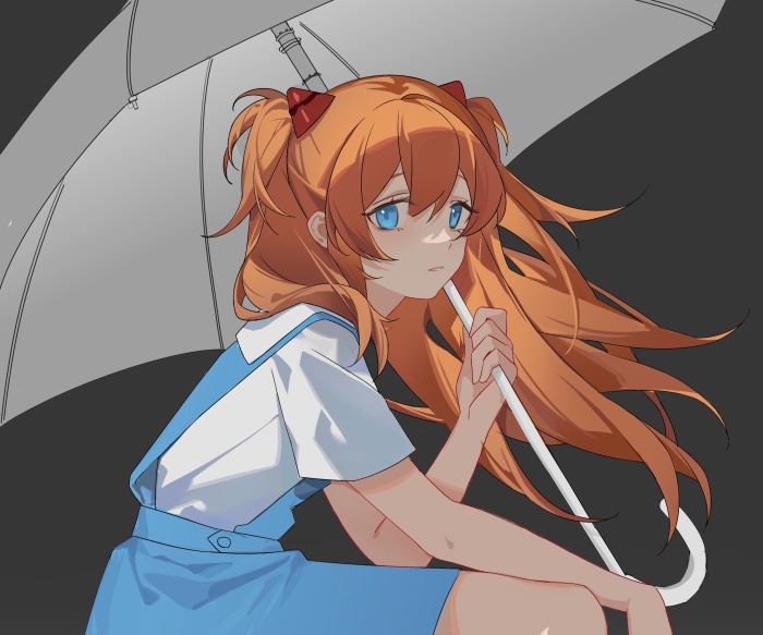 Asuka Langley Soryu from Neon Genesis Evangelion with umbrella