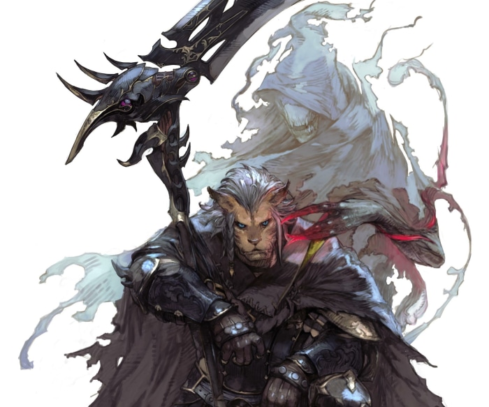 Hrothgar from Final Fantasy XIV with scythe