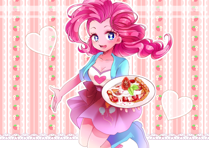 Pinkie Pie from My Little Pony: Equestria Girls holding a strawberry tart