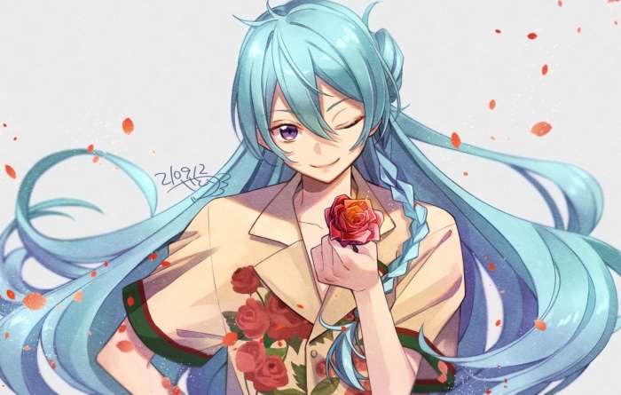 Wataru Hibiki from Ensemble Stars!! holding a rose