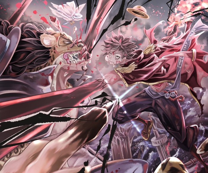 Rob Lucci and Monkey D. Luffy fighting from One Piece