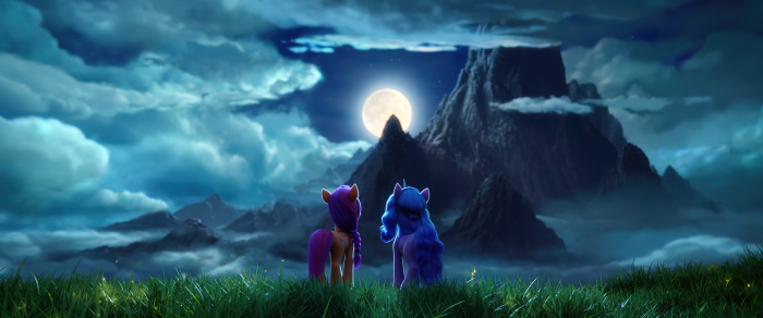 Sunny Starscout and Izzy Moonbow from My Little Pony at night