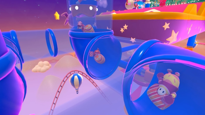 Fall Guys characters in colorful tubes