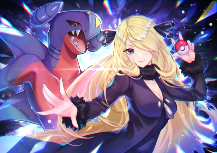 Cynthia and Garchomp from Pokemon