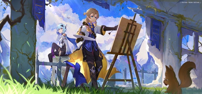 Eula and Albedo from Genshin Impact painting 4K
