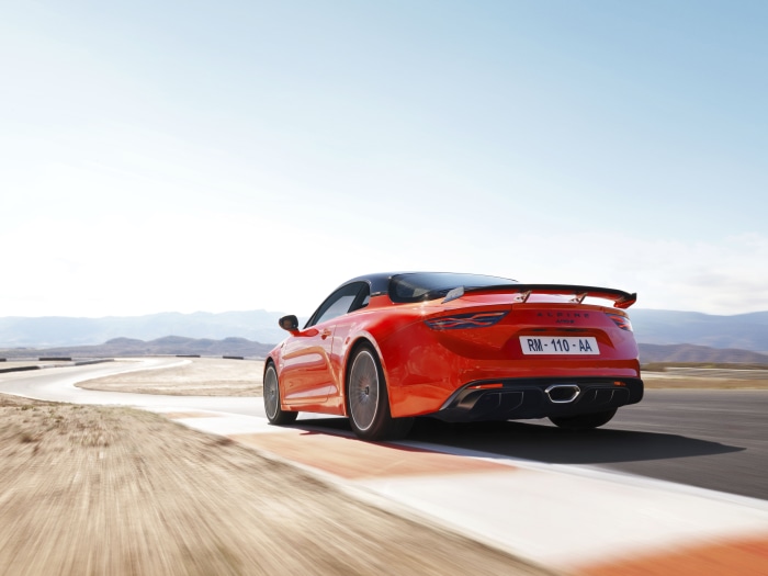 Orange Alpine A110S Aero Kit on Race Track