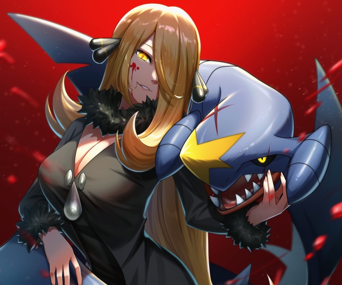 Cynthia and Garchomp from Pokémon