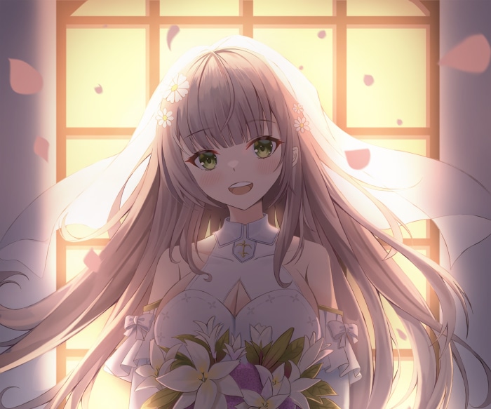 Shirogane Noel from Hololive in a wedding dress