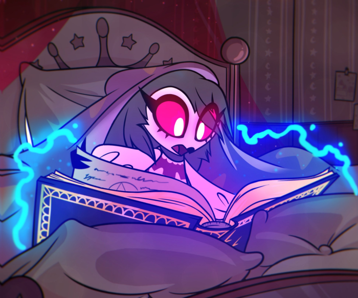 Octavia from Helluva Boss reading a book