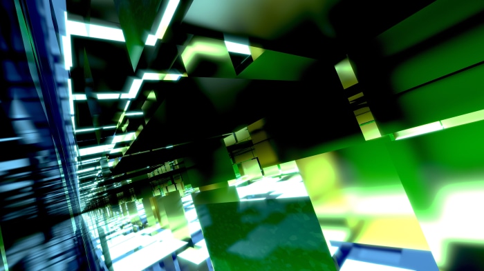 Abstract Tunnel with Green and Blue Lights