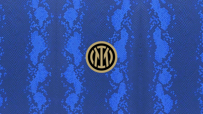 Inter Milan logo on blue snake pattern