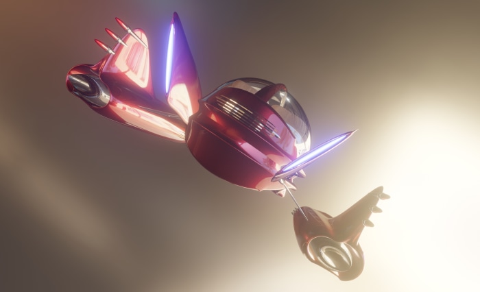 Retro scifi flying car