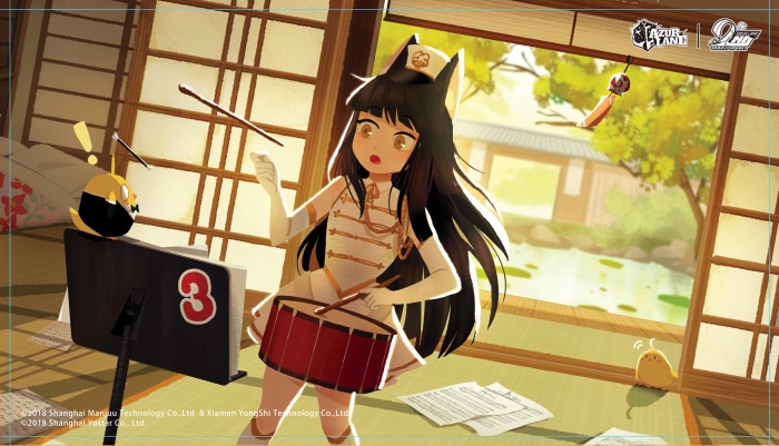 Azur Lane character playing drum