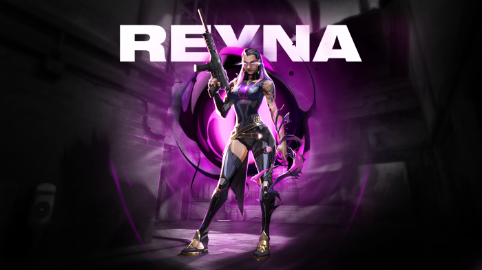 Reyna from Valorant with purple energy