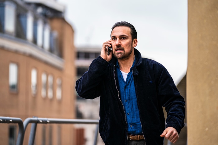 Henry Lloyd-Hughes on a phone call