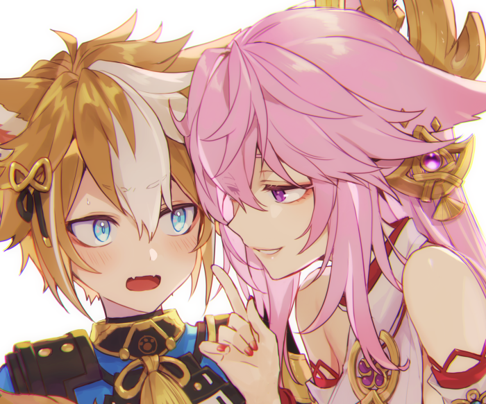 Yae Miko and Gorou from Genshin Impact