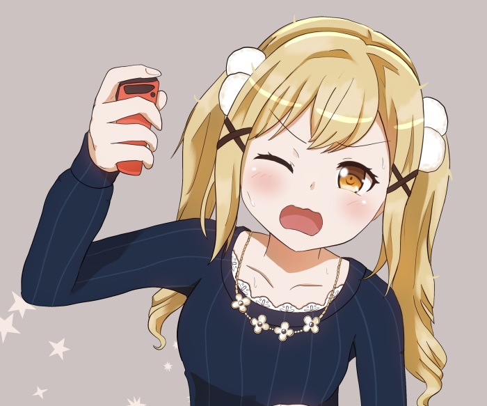 Arisa Ichigaya from BanG Dream! holding a red device