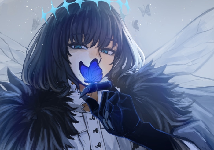 Oberon from Fate/Grand Order with a butterfly
