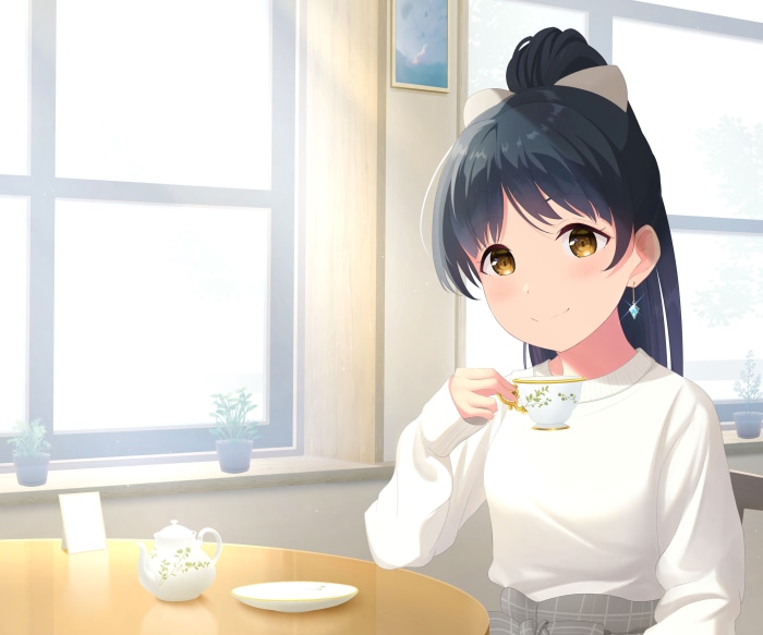Ren Hazuki from Love Live! Superstar!! drinking tea