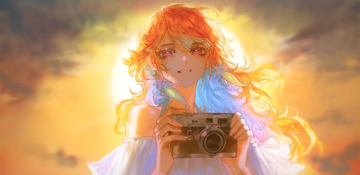 Takanashi Kiara from Hololive holding a camera