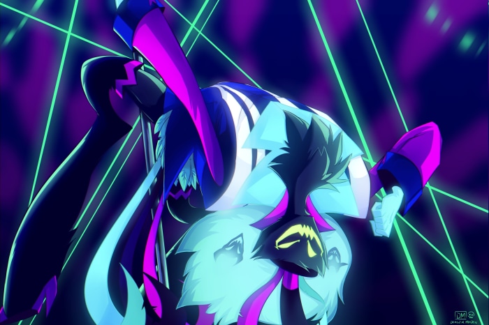 Asmodeus from Helluva Boss in Neon Light