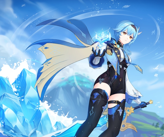 Eula from Genshin Impact with ice powers