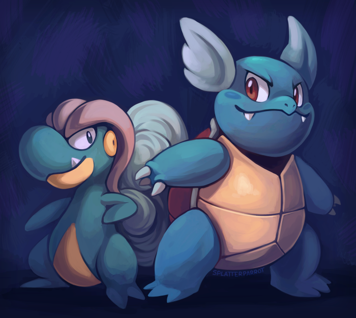 Two Pokémon: Wartortle and Bagon