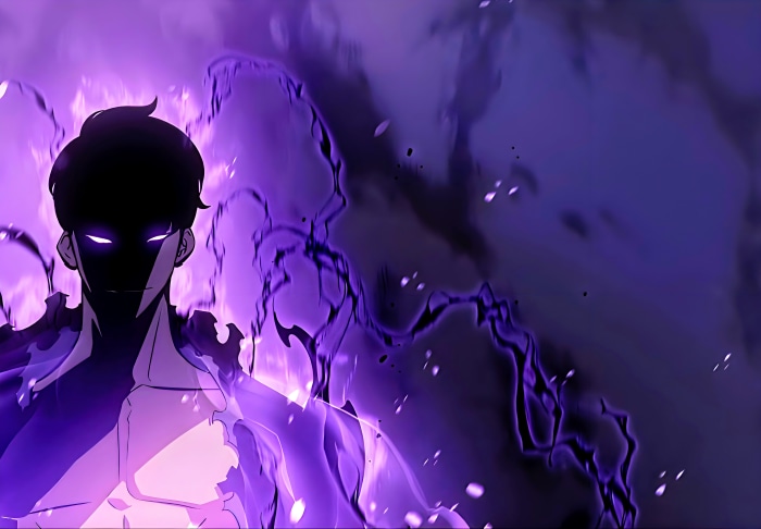 Sung Jinwoo from Solo Leveling with shadow powers