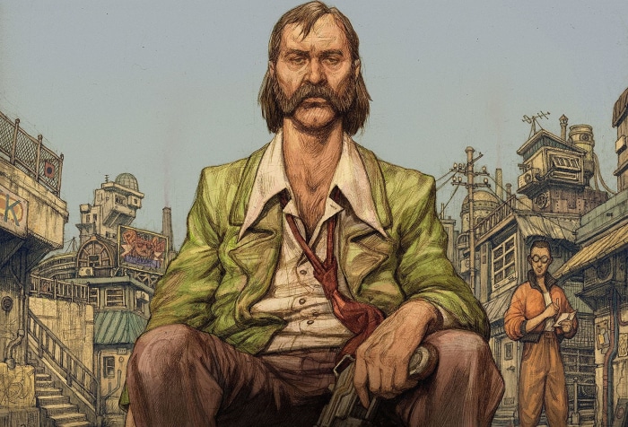 Man with mustache from Disco Elysium