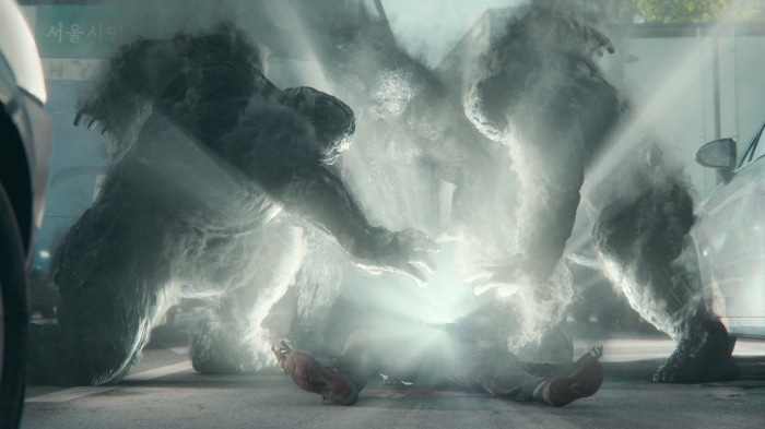 Hellbound creatures surrounding a person