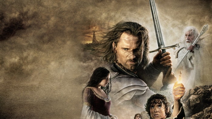 Aragorn, Gandalf, Arwen, and Frodo from The Lord of the Rings: The Return of the King 4K