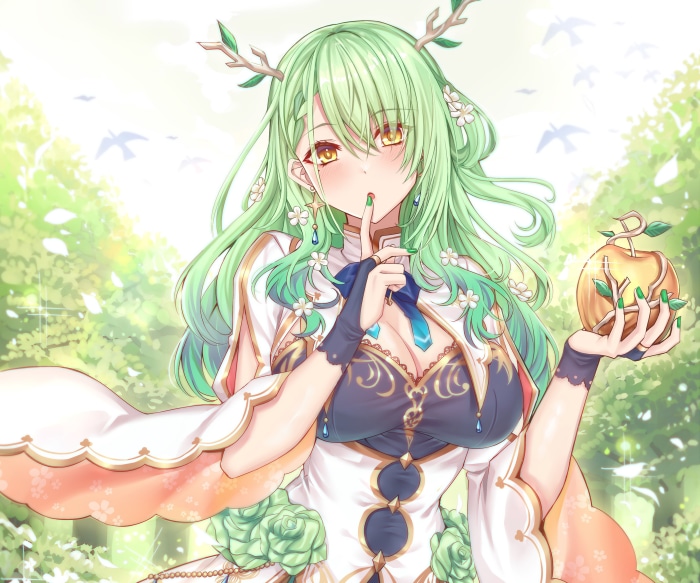 Ceres Fauna from Hololive holding a golden apple
