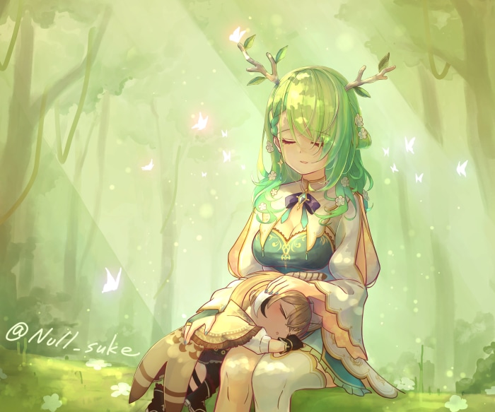 Ceres Fauna and Nanashi Mumei from Hololive
