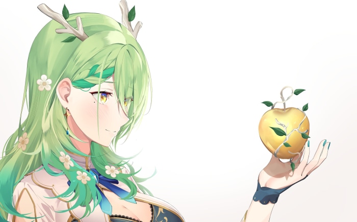 Ceres Fauna from Hololive holding a golden apple