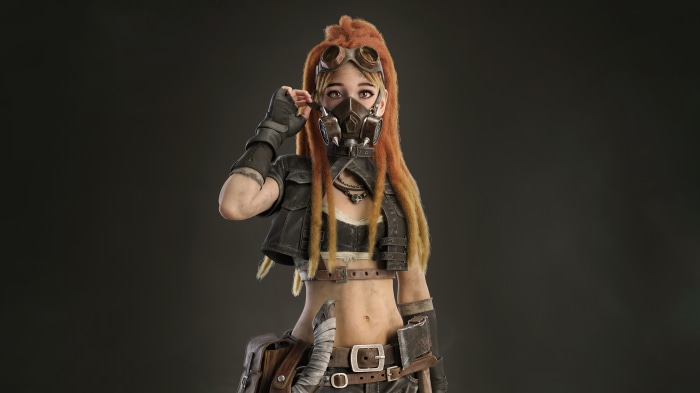 Fantasy Woman with Gas Mask and Goggles 4K