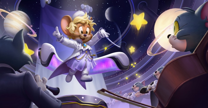 Jerry and Tom from Tom and Jerry in space orchestra