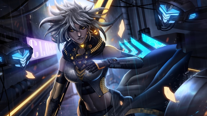 Sci Fi Woman in Futuristic City 4K