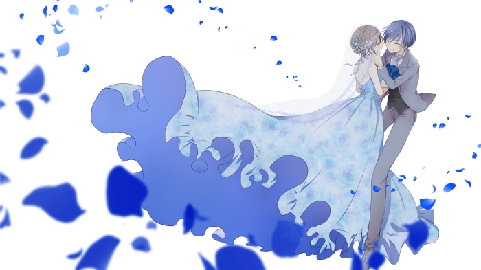 Kaito and Meiko from Vocaloid in wedding attire