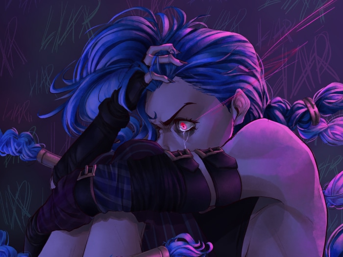 Jinx from Arcane crying
