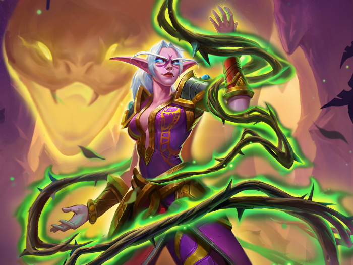 Female Elf Mage with Green Thorns from Hearthstone