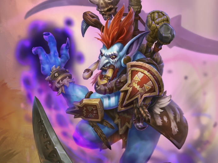 Troll Shaman casting spell from Hearthstone