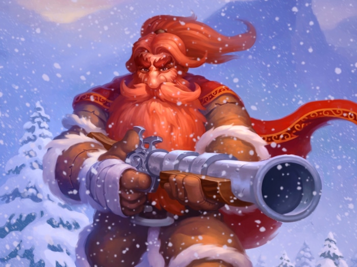 Dwarf with rifle in snowy Hearthstone: Heroes of Warcraft