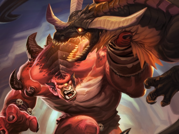 Demonic creatures fighting in Hearthstone: Heroes of Warcraft