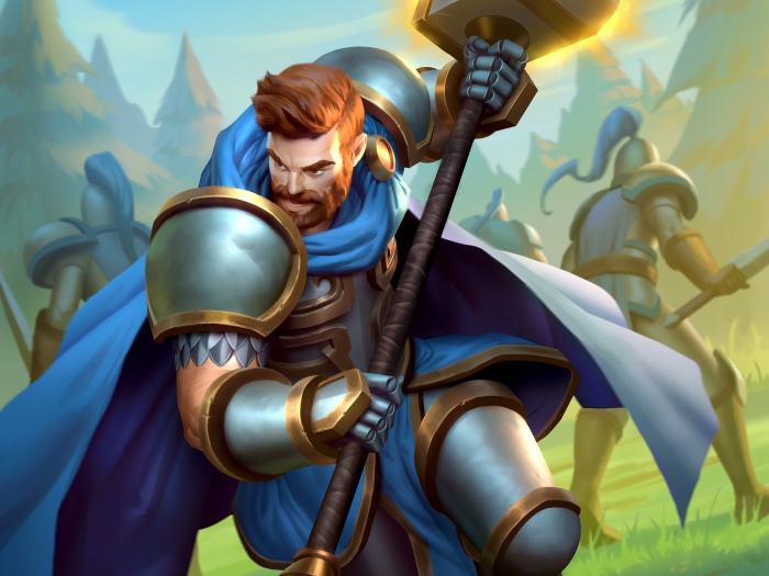 Man with hammer and knights from Hearthstone 4K